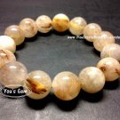 Bead Shape Gold Rutilated Quartz Crystal Bracelet 14mm 金紅石 ルチル G3