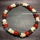 100% NEW Bead Shape Agate Crystal Necklace 16 mm 瑪瑙 メノウ A1