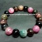 Bead Shape Watermelon Tourmaline Crystal Bracelet 12mm 黿°ç³ ã§ãããã ãã«ããªã³ W4