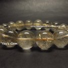 Bead Shape Gold Rutilated Quartz Crystal Bracelet 15mm 金紅石 ルチル G2