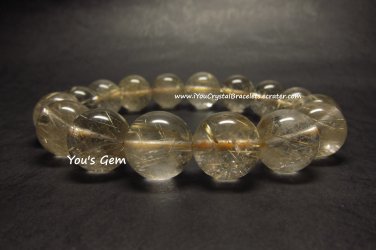 Bead Shape Gold Rutilated Quartz Crystal Bracelet 15mm &eacute;��&ccedil;&acute;�&ccedil;�&sup3; &atilde;�&laquo;&atilde;��&atilde;�&laquo; G2