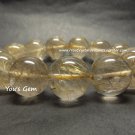 Bead Shape Gold Rutilated Quartz Crystal Bracelet 18mm 金紅石 ルチル G4