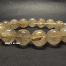 Bead Shape Gold Rutilated Quartz Crystal Bracelet 9mm 金紅石 ルチル G7