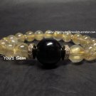 Bead Shape Gold Rutilated Quartz Crystal Bracelet 9mm 金紅石 ルチル G6