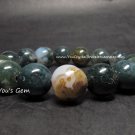 100% NEW Bead Shape Moss Agate Crystal Bracelet 12 mm 苔瑪瑙 モスアゲート MA3