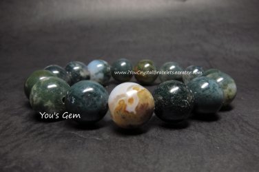 100% NEW Bead Shape Moss Agate Crystal Bracelet 12 mm &egrave;��&ccedil;�&ordf;&ccedil;�� &atilde;�&cent;&atilde;�&sup1;&atilde;�&cent;&atilde;�&sup2;&atilde;�&frac14;&atilde;�� MA3