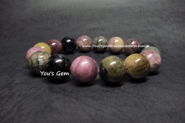 Bead Shape Watermelon Tourmaline Crystal Bracelet 13mm &eacute;�&raquo;&aelig;&deg;�&ccedil;�&sup3; &atilde;�&sect;&atilde;��&atilde;��&atilde;��&atilde;�� &atilde;��&atilde;�&laquo;&atilde;��&atilde;�&ordf;&atilde;�&sup3; W3
