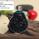 100% NEW Obsidian Crystal Pendant Happy Buddha with 925 Silver オブシディアン O8
