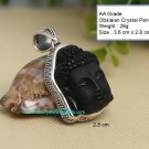 100% NEW Obsidian Crystal Pendant Buddha Head with 925 Silver オブシディアン O11