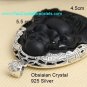 100% NEW Obsidian Crystal Pendant Happy Buddha with 925 Silver ãªãã·ãã£ã¢ã³ O17