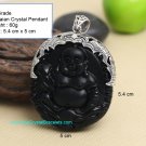 100% NEW Obsidian Crystal Pendant Happy Buddha with 925 Silver オブシディアン O18