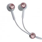 Pink Color Crystal Stainless Steel Jewelry Earphones Earbuds + iPhone Adapter