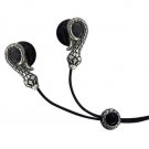 Snake Shaped Gothic Black Crystal Stainless Steel Jewelry Earphones + iPhone Adapter
