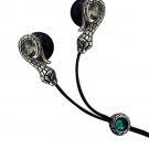 Snake Shaped Gothic Clear Crystal Stainless Steel Jewelry Earphones + iPhone Adapter