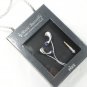 Elegant Purple Crystal Stainless Steel Jewelry Earphones Earbuds + iPhone Adapter