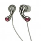 Elegant Pink Crystal Stainless Steel Jewelry Earphones Earbuds + iPhone Adapter
