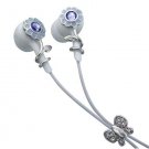 Purple Flowers Single Purple Crystals Stainless Steel Jewelry Earbuds Earphones + iPhone Adapter