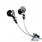 Black Flower Multi Clear Crystals Stainless Steel Jewelry Earbuds Earphones + iPhone Adapter
