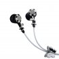 Black Flower Multi Clear Crystals Stainless Steel Jewelry Earbuds Earphones + iPhone Adapter
