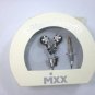 Black Flower Multi Clear Crystals Stainless Steel Jewelry Earbuds Earphones + iPhone Adapter