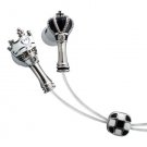King and Queen with Single Clear Crystal Stainless Steel Jewelry Earbuds Earphones + iPhone Adapter