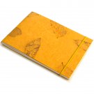Blank notebook 7x5 40pp diary gold natural handmade small leaf paper craft gift