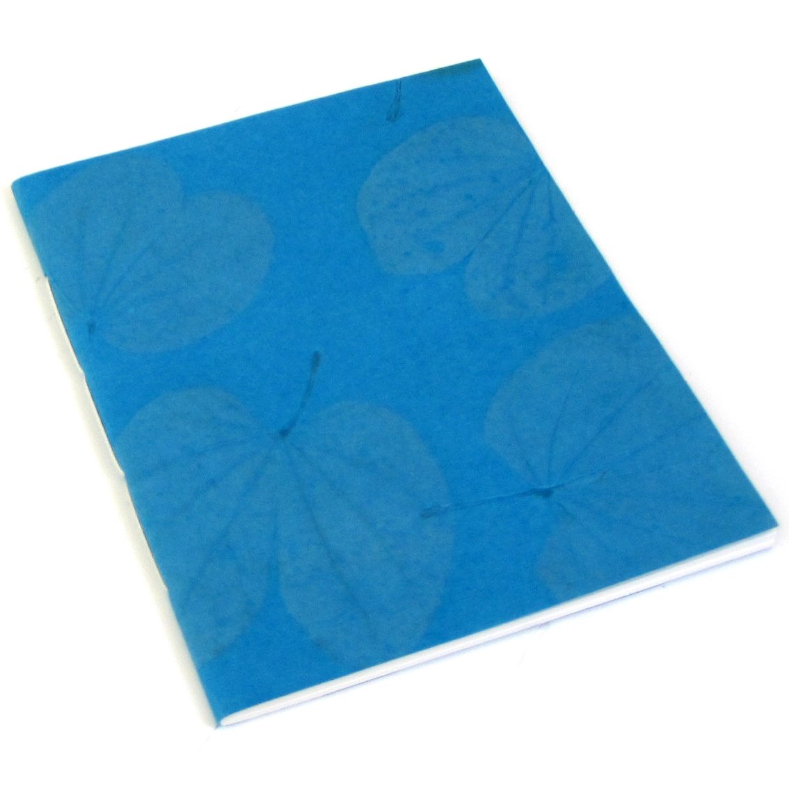 Journal guest book natural leaf diary sketching notebook handmade paper craft teal 7x8 50pp