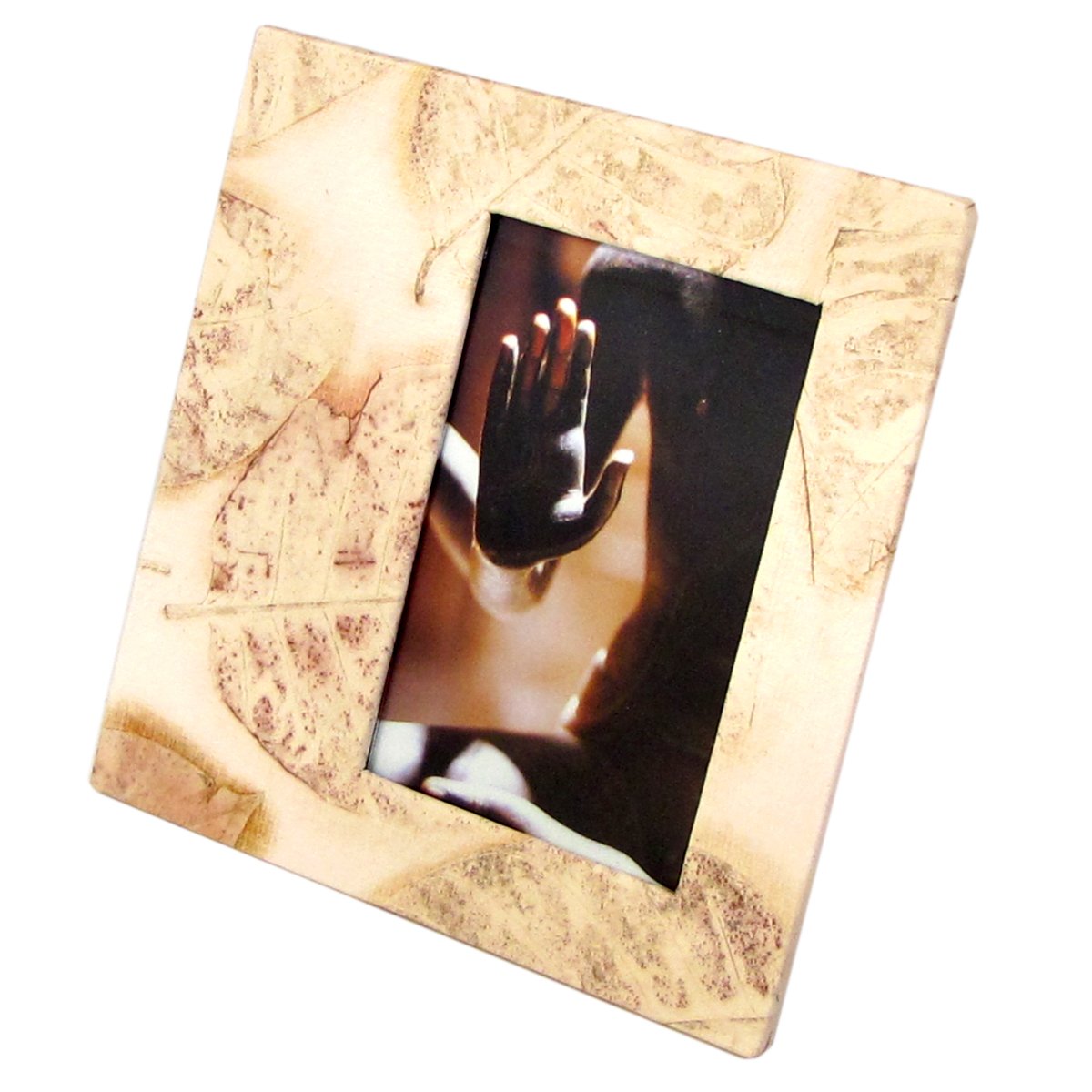 Picture frame wedding 4x6/5x7 handmade cream leaf imprint paper gifts