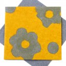 Greetings card Mom 5x5 1/2" handmade yellow/gray flower power tree free eco friendly paper craft