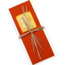 Handmade cards orange long 3x8 stationery greetings thank you mom card eco friendly cotton paper