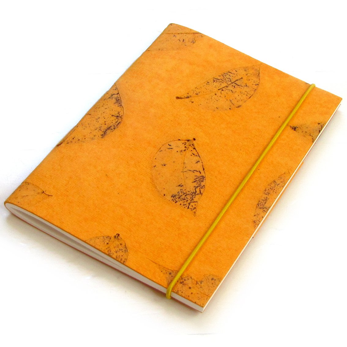 handmade natural paper blank notebooks 5x7 40pp light orange small leaf