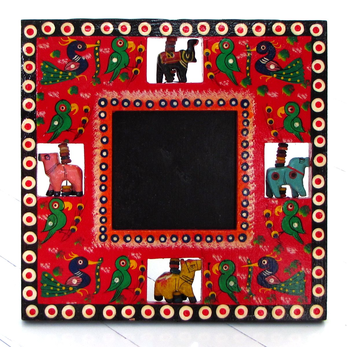 Picture frames handmade decor 3.5x3.5 square red hand carved wooden