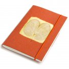 Orange handmade natural leaf 5x7 notebook elastic closure notes recipes sketching journal diary