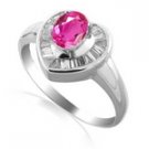 18K White Gold Pink Sapphire and Diamond Ring