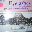 Spotted Feathered Eyelasheslashes w/glue black white shipped free