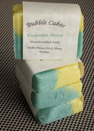 Handcrafted Cucumber Melon Scented Bar Soap  Handmade with Organic Shea Butter Essential Oils