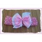 Boutique Girls Pink Crochet Headband White Double Bow N