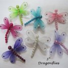 DRAGONFLY Girls Hair Clip Rhinestone Pearls Glitter New