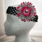 Girls Hot Pink Zebra Flower Daisy Black Headband Baby