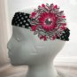 Girls Hot Pink Zebra Flower Daisy Black Headband Baby