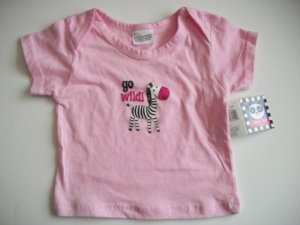 Baby Girls "Go Wild" Zebra Pink Shirt 6 9 Gift NWT New