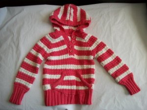 OLD NAVY Pink White Hood Girls Fall Sweater 2 2t 3 3T