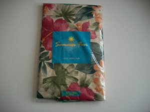 Flowers Summer Tablecloth Vinyl Flannel back Floral New