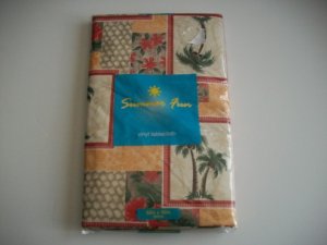Palm Trees Flowers Summer Tablecloth Vinyl Flannel New