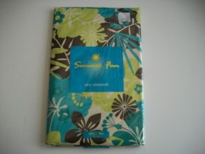 Blue Brown Flowers Summer Tablecloth Vinyl Flannel New