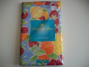 Summer FRUIT Tablecloth Vinyl Flannel backing New Gift