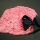 Girls PINK Kufi Hat Cap w/ Black Boutique Hair Bow New