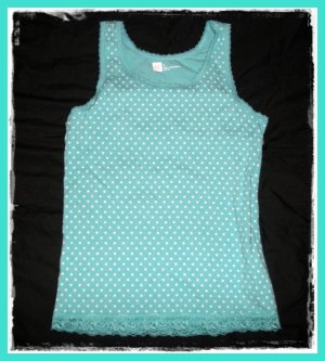 GAP Girls Blue Polka Dot Lace TANK Top Shirt L Large 12