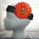 Girls Orange Flower Daisy Black Headband Baby Halloween