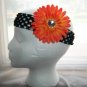 Girls Orange Flower Daisy Black Headband Baby Halloween